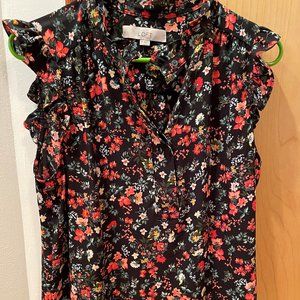 Black floral LOFT blouse, size medium